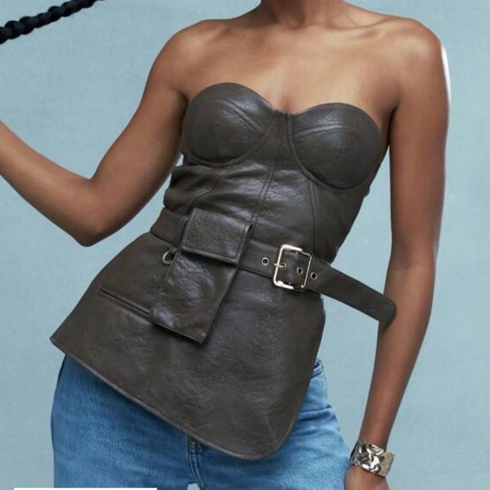 Missguided Brown Strapless Top